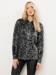 Long Tall Sally Black Sequin Shirt - Image 1 of 6