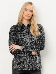 Long Tall Sally Black Sequin Shirt - Image 3 of 6