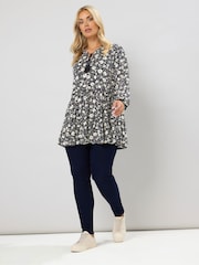 Yours Curve Black Tiered Blouse - Image 2 of 6