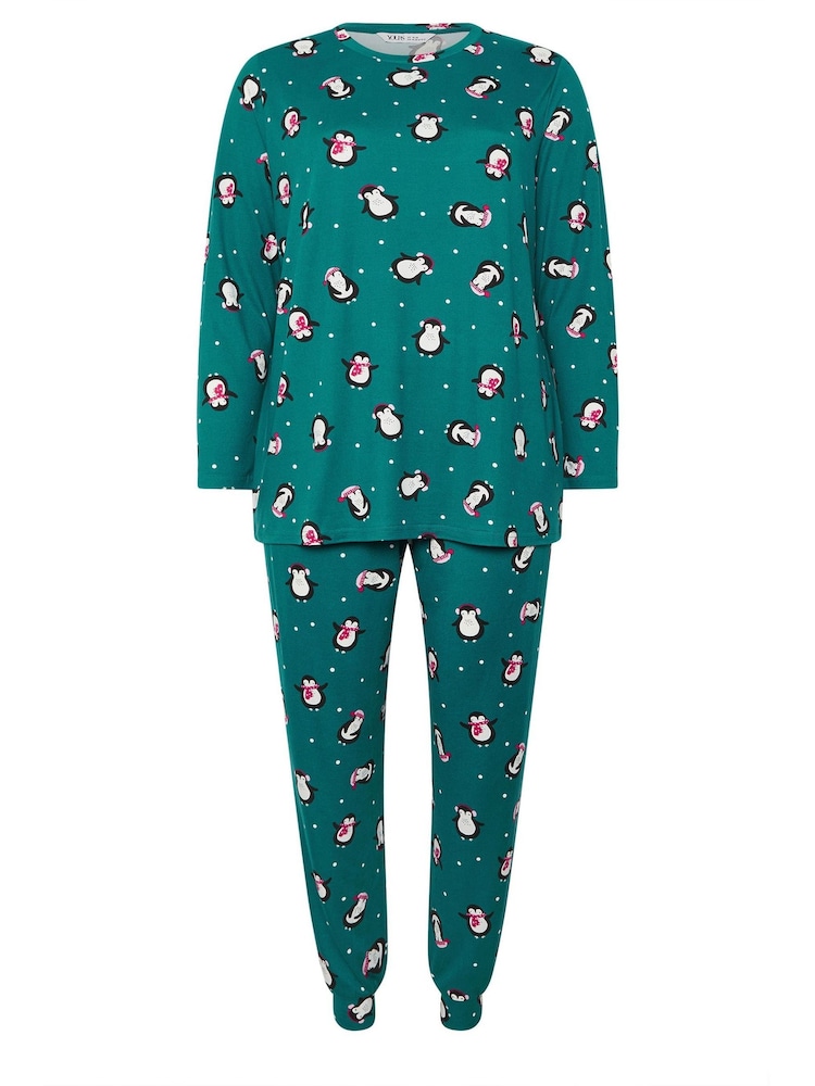 Yours Curve Light Blue Soft Touch Long Sleeve Pyjamas Set - Image 6 of 6