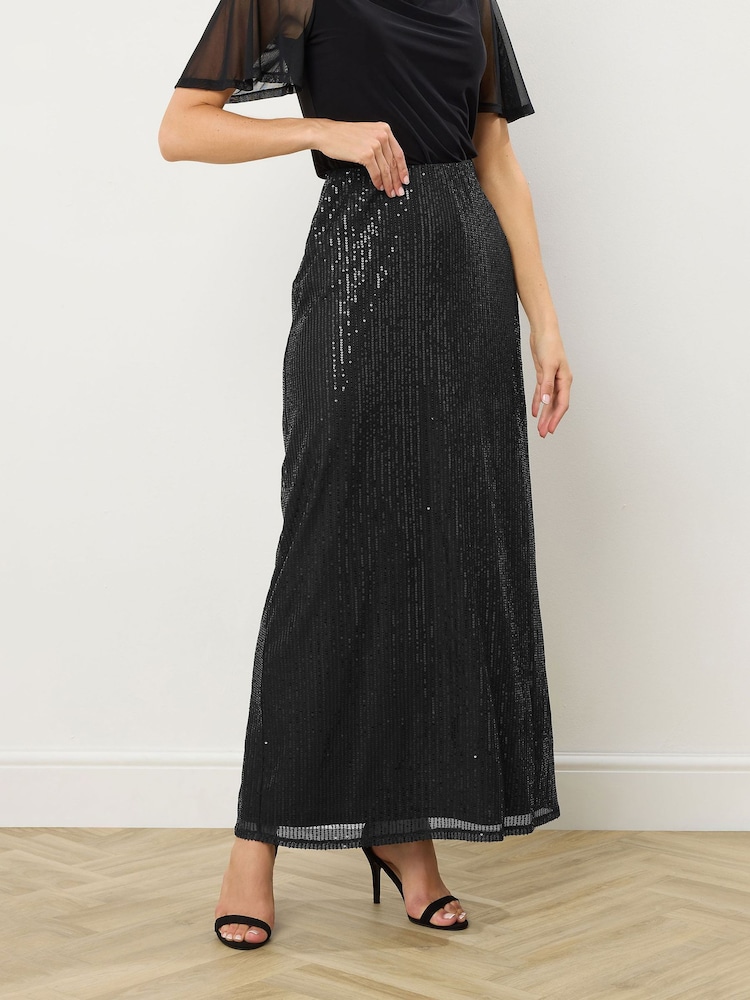 Long Tall Sally Black Sequin Maxi Skirt - Image 1 of 5