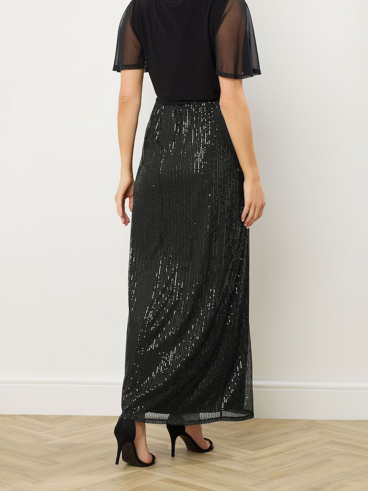 Long Tall Sally Black Sequin Maxi Skirt - Image 2 of 5