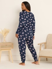 Yours Curve Blue Soft Touch Long Sleeve Pyjamas Set - Image 4 of 6