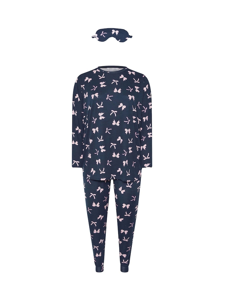 Yours Curve Blue Soft Touch Long Sleeve Pyjamas Set - Image 6 of 6