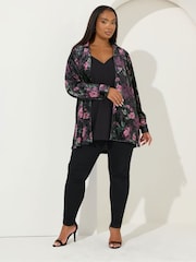 Yours Curve Black Velour Party Shirt - Image 2 of 5