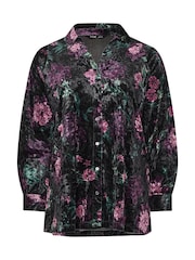 Yours Curve Black Velour Party Shirt - Image 5 of 5