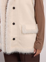Yours Curve White Shaggy Fur Gilet - Image 4 of 5