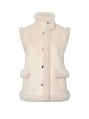 Yours Curve White Shaggy Fur Gilet - Image 5 of 5