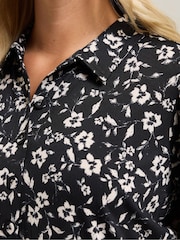 Yours Curve Black Tiered Crepe Shirt Dress - Image 4 of 5