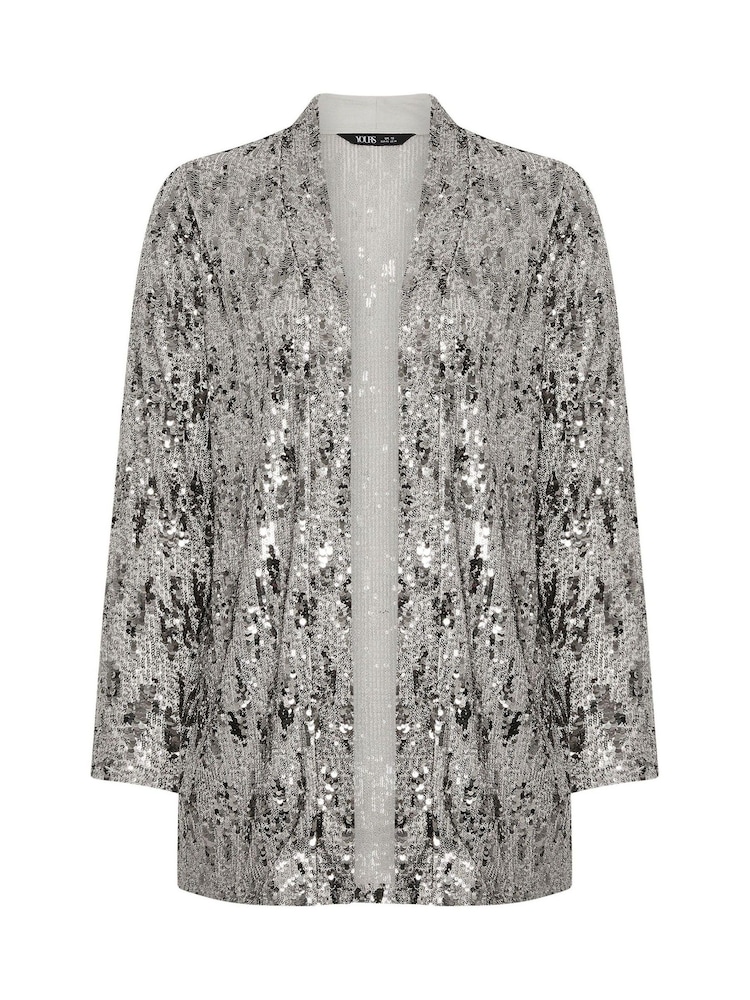 Yours Curve Silver Sequin Party Cover-Up - Image 6 of 6 Yours Curve Silver Sequin Party Cover-Up - Image 6 of 6