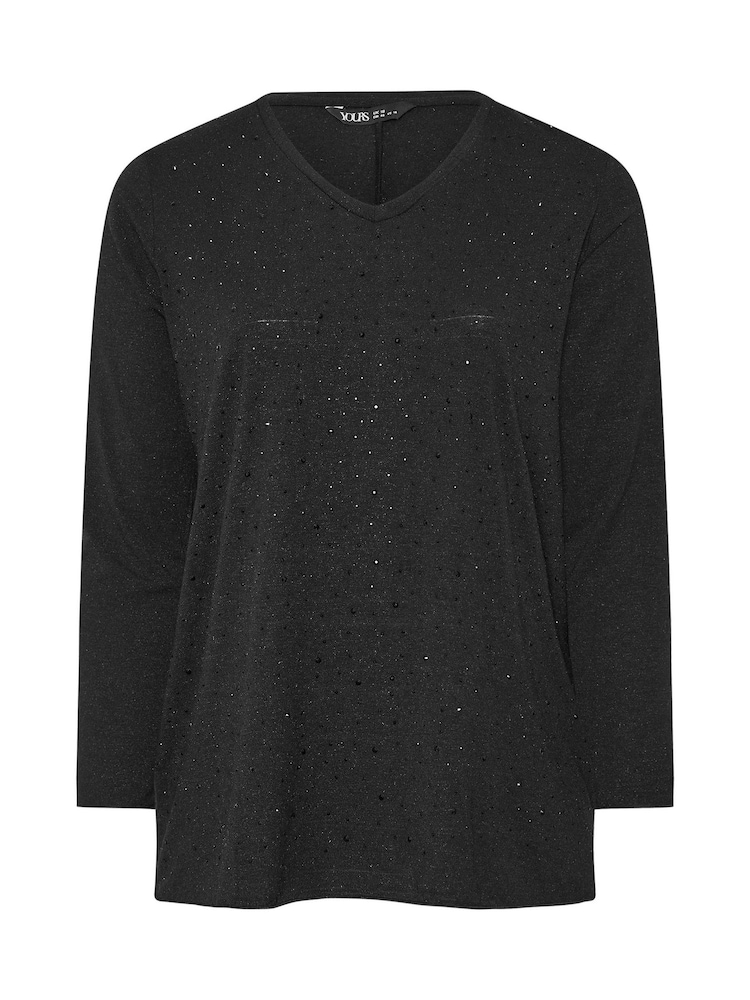 Yours Curve Black Studded Embellished Top - Image 5 of 5