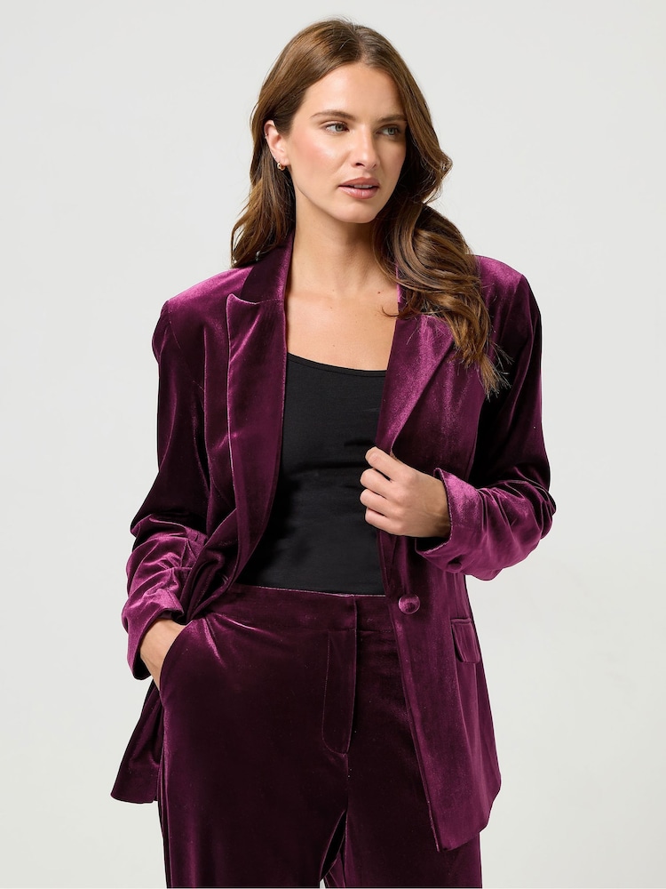M&Co Red Velour Blazer - Image 1 of 5