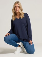 Yours Curve Blue Studded Embellished Top - Image 1 of 5
