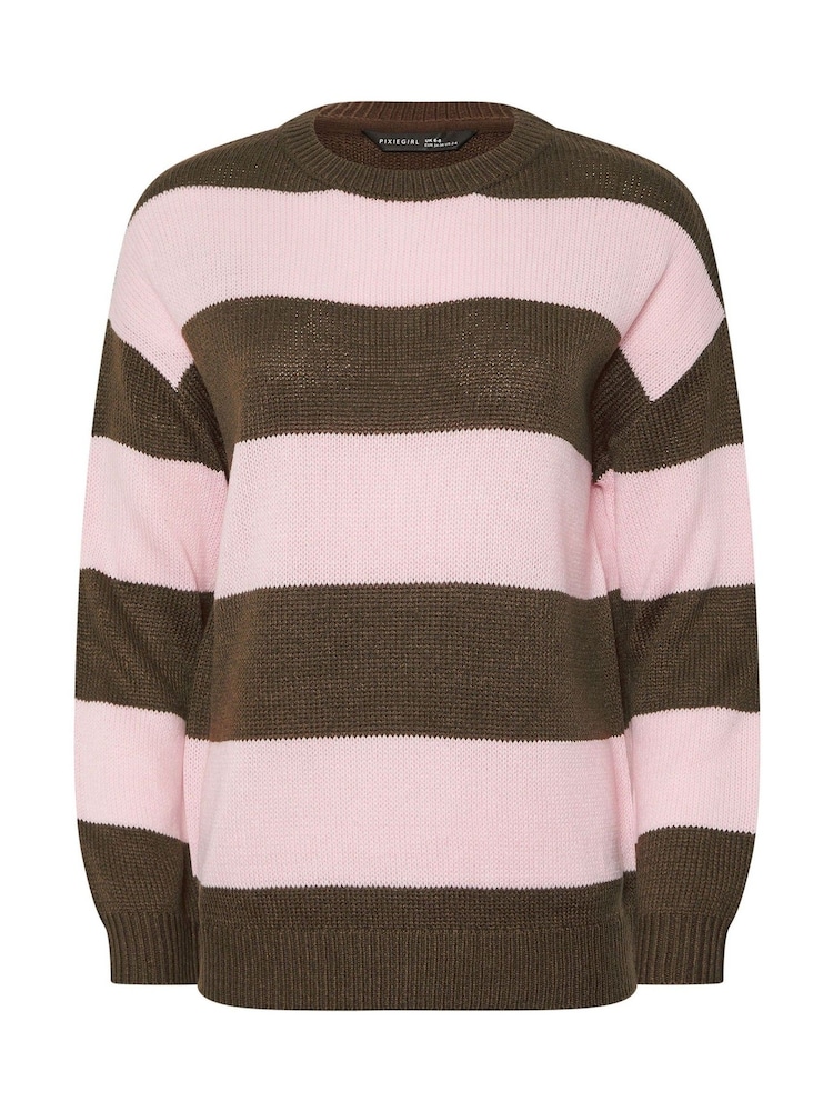 PixieGirl Petite Brown Stripe Jumper - Image 5 of 5 PixieGirl Petite Brown Stripe Jumper - Image 5 of 5