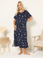 Yours Curve Blue Soft Touch Midaxi Nightdress - Image 1 of 5