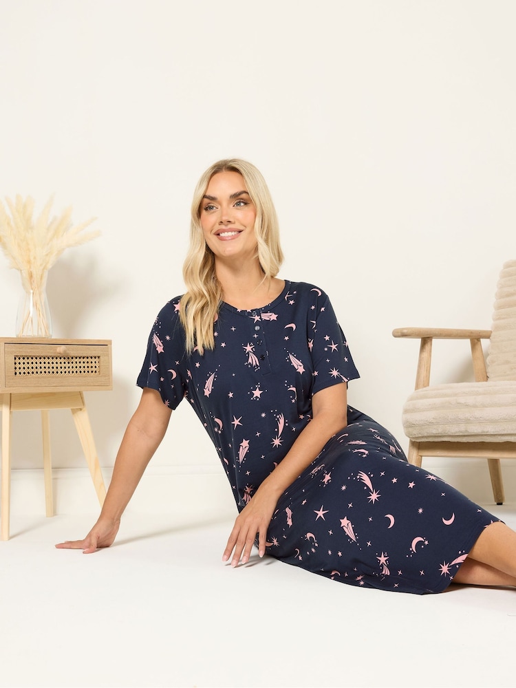 Yours Curve Blue Soft Touch Midaxi Nightdress - Image 2 of 5