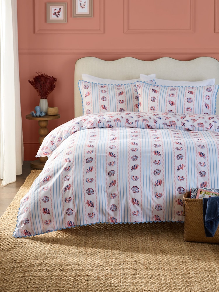 Summer Stripe Shells Duvet Cover and Pillowcase Set - Image 1 of 5