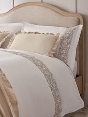 White 200TC Cotton Percale Embroidered Floral Duvet Cover and Pillowcase Set - Image 2 of 3