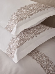 White 200TC Cotton Percale Embroidered Floral Duvet Cover and Pillowcase Set - Image 3 of 3
