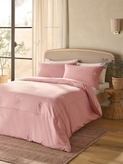 Pink Peachy Broderie Palm Trees Duvet Cover and Pillowcase Set - Image 2 of 5