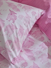 Pink Hamish the Highland Cow Duvet Cover and Pillowcase Set - Image 3 of 4