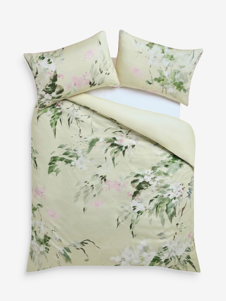 Green 200TC Sateen Cotton In Bloom Floral Duvet Cover and Pillowcase Set - Image 5 of 5 Green 200TC Sateen Cotton In Bloom Floral Duvet Cover and Pillowcase Set - Image 5 of 5