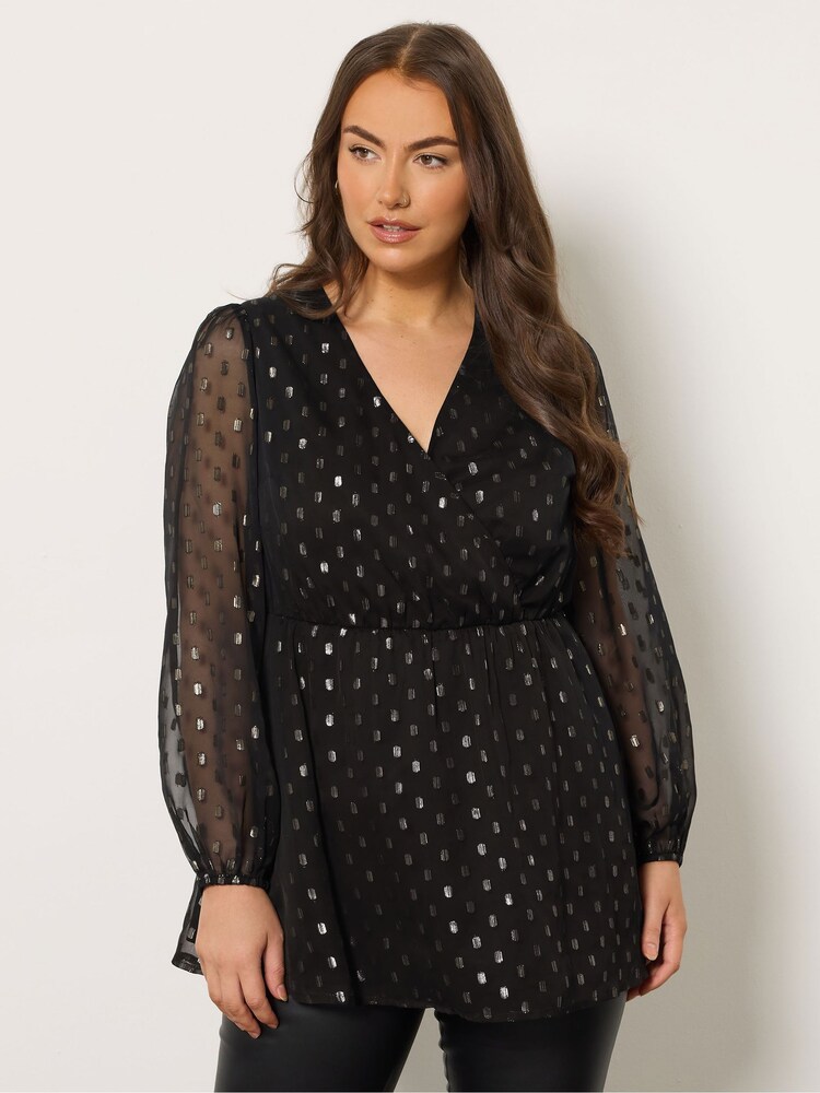 Evans Foil Frill Wrap Black Top - Image 1 of 5