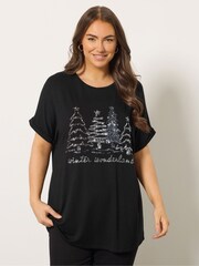 Evans Short Sleeve Wonderland Black T-Shirt - Image 1 of 5