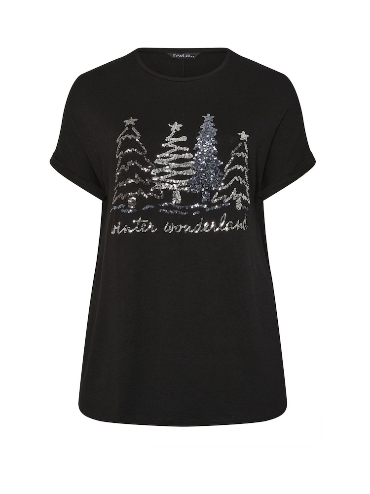 Evans Short Sleeve Wonderland Black T-Shirt - Image 5 of 5