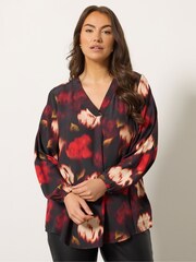Evans Blurred Floral Black Top - Image 1 of 5