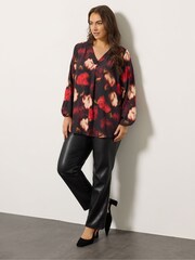 Evans Blurred Floral Black Top - Image 2 of 5