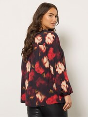 Evans Blurred Floral Black Top - Image 3 of 5