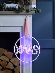 Festive White 30cm Neon Flex Xmas Bauble Hanging Decoration Bauble - Image 1 of 2