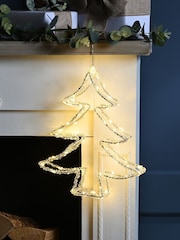 Festive Warm White 34cm Pre Lit Acrylic Hanging Decoration Tree Light - Image 1 of 2