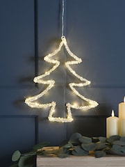 Festive Warm White 34cm Pre Lit Acrylic Hanging Decoration Tree Light - Image 2 of 2