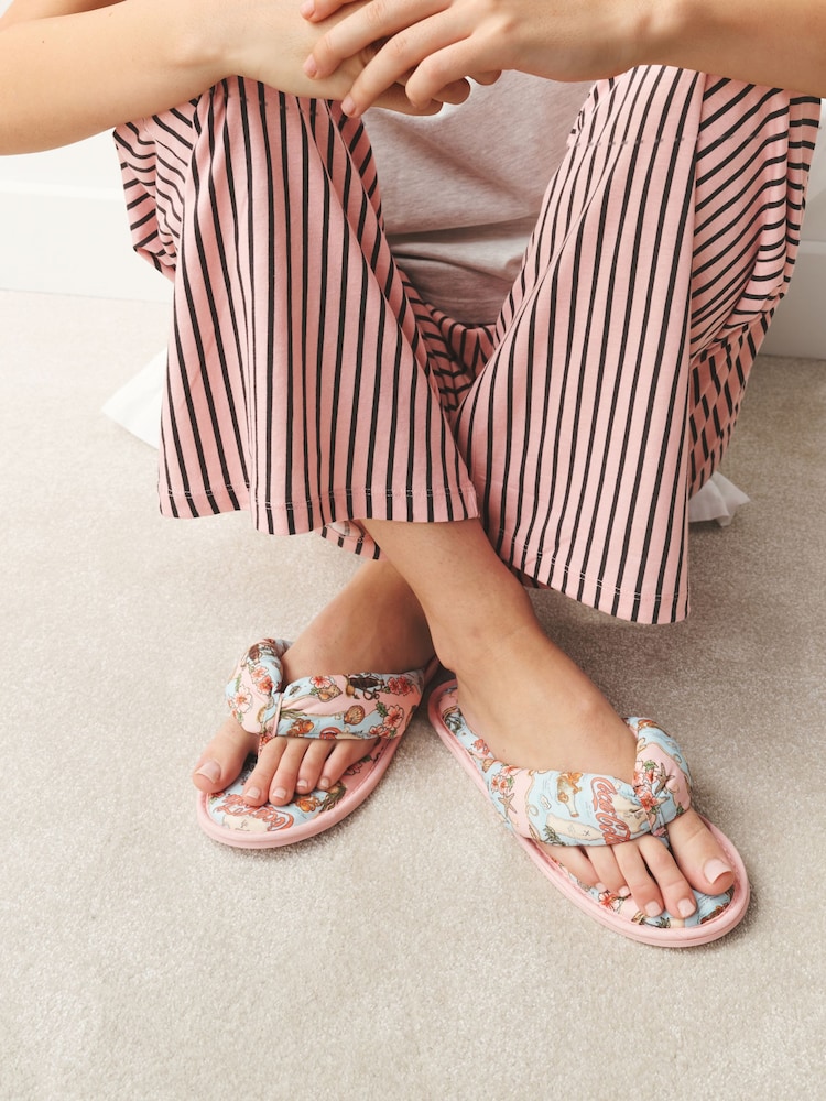 Pink/Blue Coca Cola Padded Toe Thong Slippers - Image 1 of 8