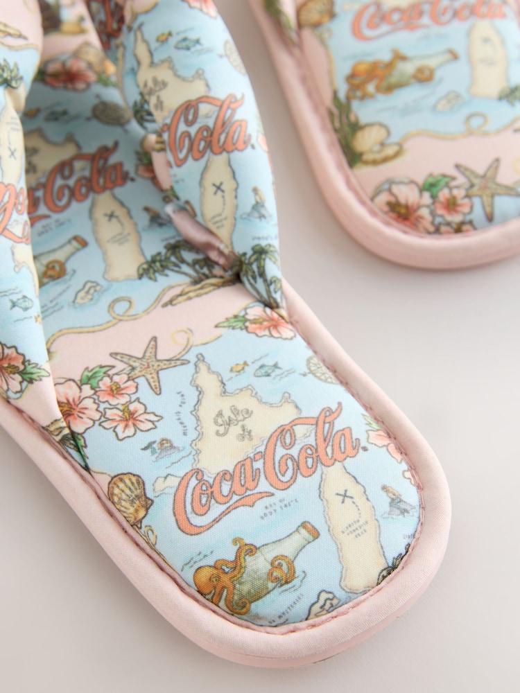 Pink/Blue Coca Cola Padded Toe Thong Slippers - Image 8 of 8