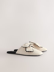 Neutral Mule Linen Bow Slippers - Image 2 of 5