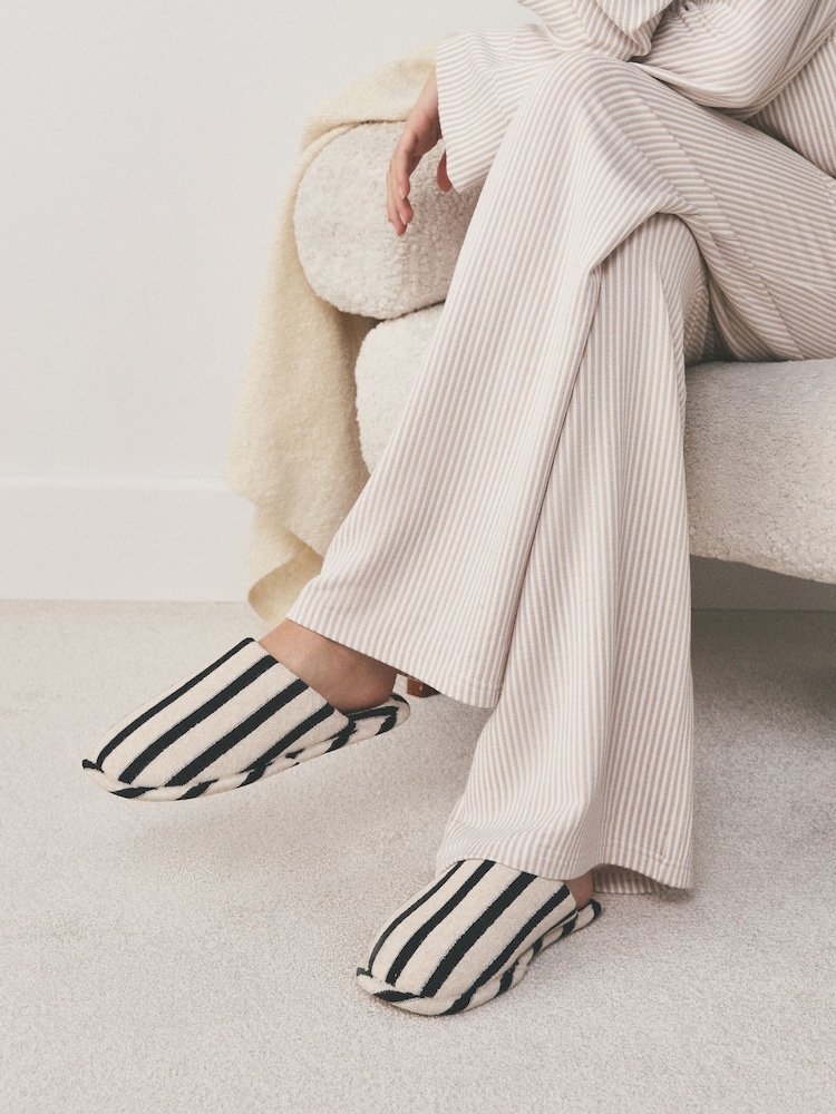 Sort/hvid stribet - Mule hjemmesko - Billede 2 af 8