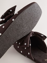 Brown/White Spot Mule Linen Bow Slippers - Image 8 of 8