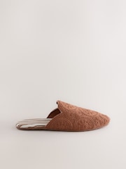 Tan Brown Crochet Mule Slippers - Image 5 of 8