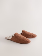 Tan Brown Crochet Mule Slippers - Image 6 of 8