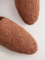 Tan Brown Crochet Mule Slippers - Image 7 of 8
