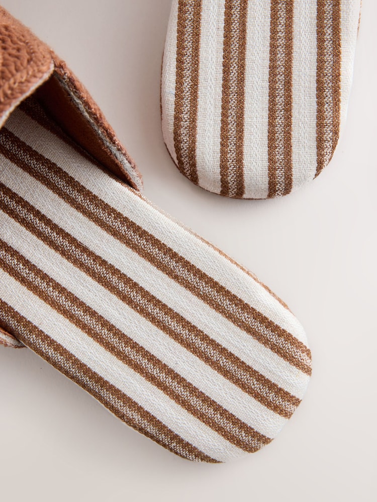 Tan Brown Crochet Mule Slippers - Image 8 of 8