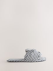 Monochrome Check Gingham Knot Slider Slippers - Image 4 of 8