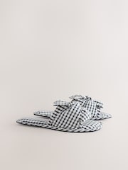 Monochrome Check Gingham Knot Slider Slippers - Image 5 of 8