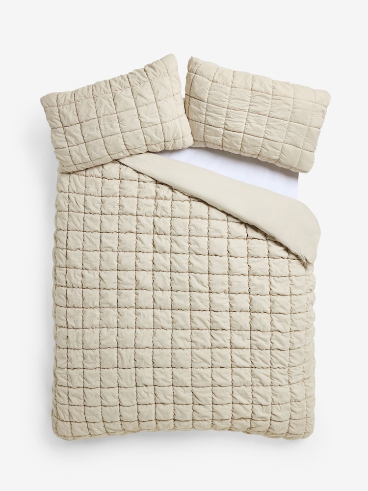 Juego de ropa de cama con funda de edredón y funda de almohada acolchadas de seersucker - Imagen 4 de 4