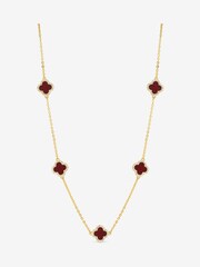 Jon Richard Gold Tone Carnelian Station Clover Necklace - Image 1 of 4