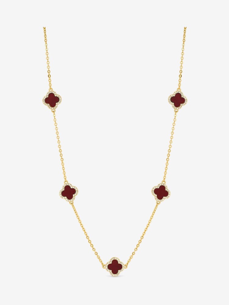 Jon Richard Gold Tone Carnelian Station Clover Necklace - Image 1 of 4