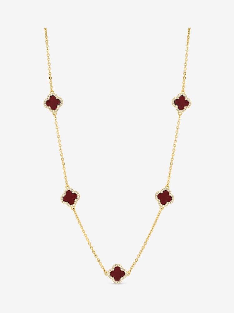 Jon Richard Gold Tone Carnelian Station Clover Necklace - Image 1 of 4 Jon Richard Gold Tone Carnelian Station Clover Necklace - Image 1 of 4